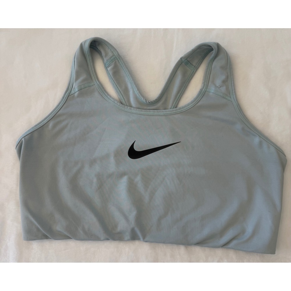 Nike Dri-FIT Swoosh Sports Bra Light Blue Grey Racerback Women Size 1X